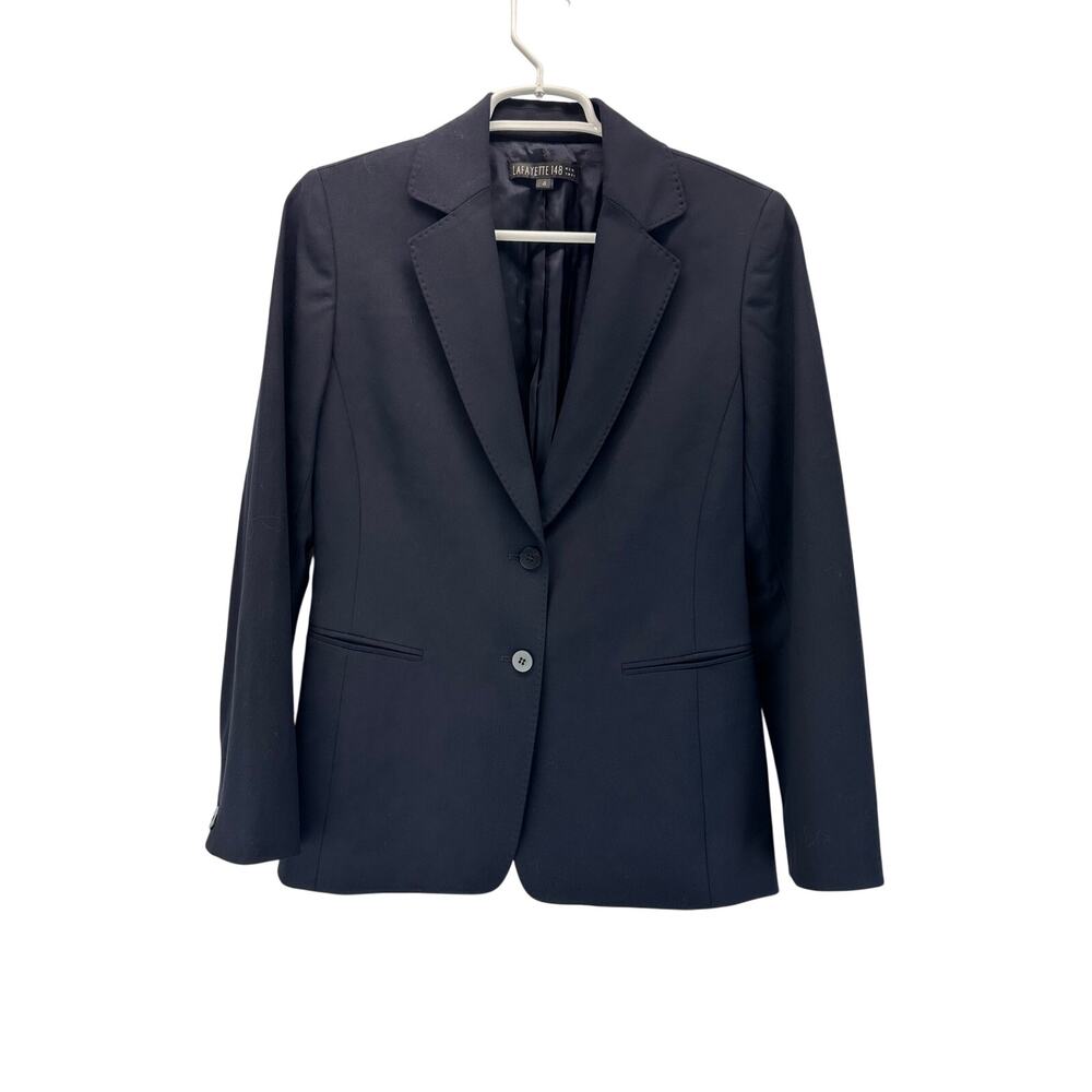 Lafayette 148 New York Wool Blazer Black Woman Business Office Preppy 4